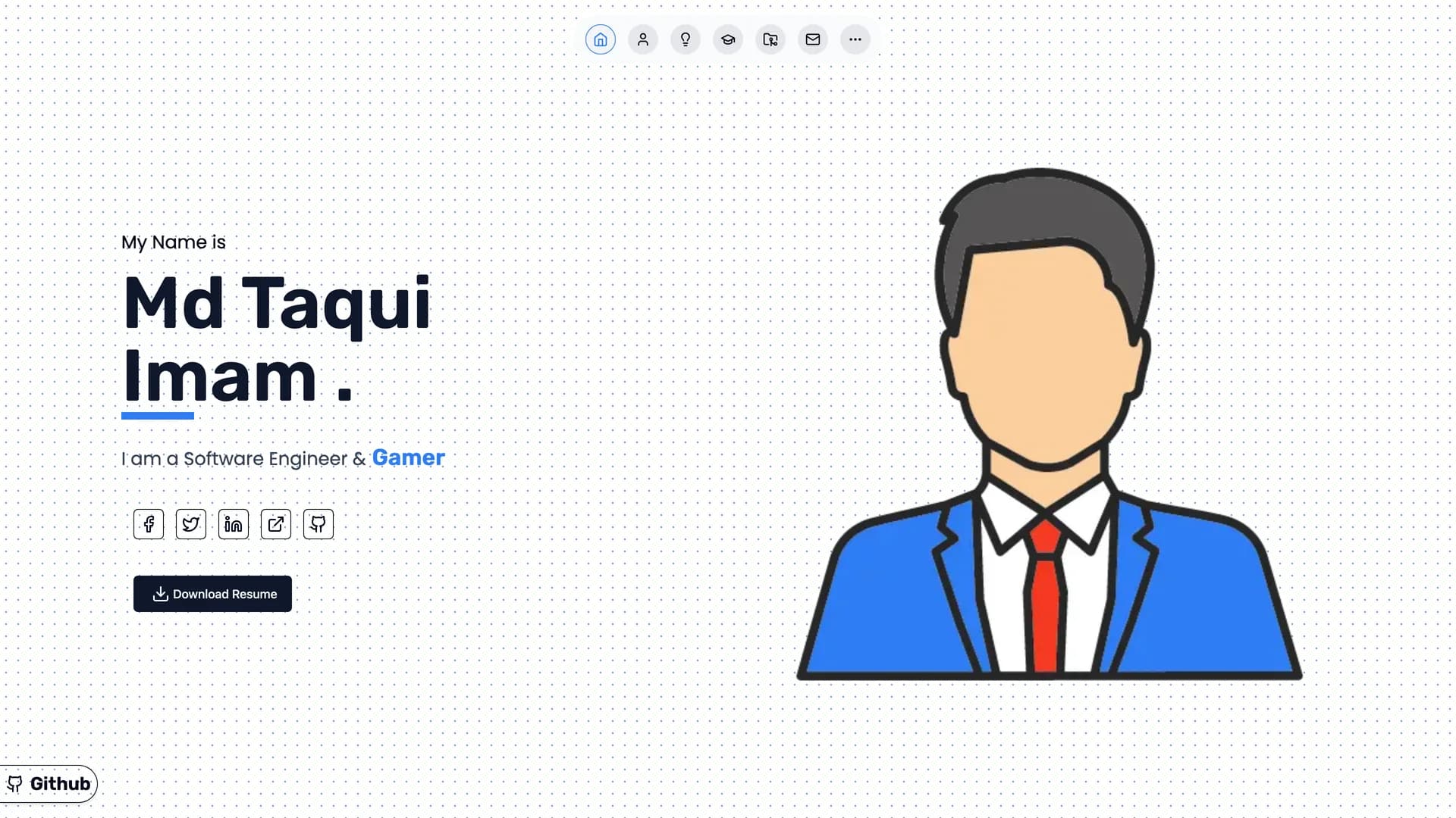 Portfolio - shadcn/ui template screenshot showing the main interface