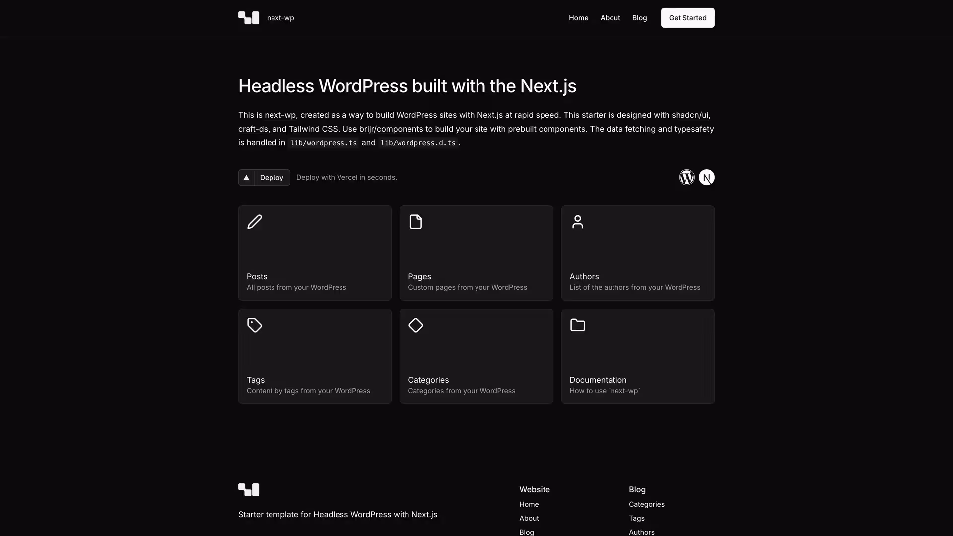 Next WordPress template preview