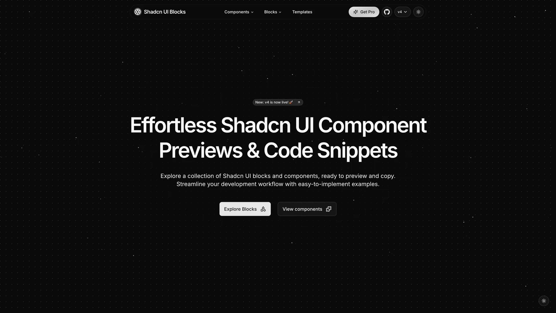 Shadcn UI Blocks - shadcn/ui template screenshot showing the main interface