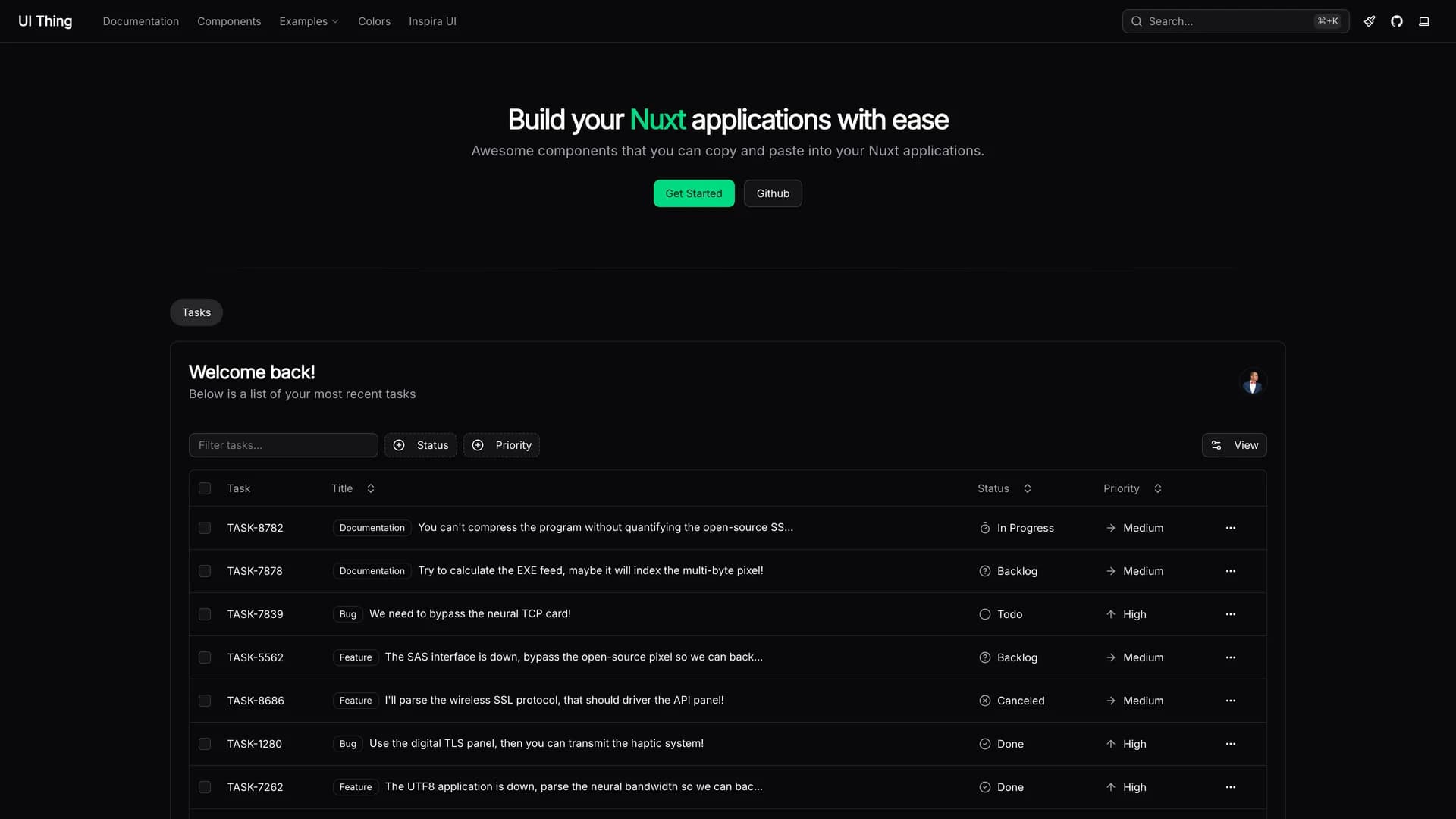 UI Thing template preview