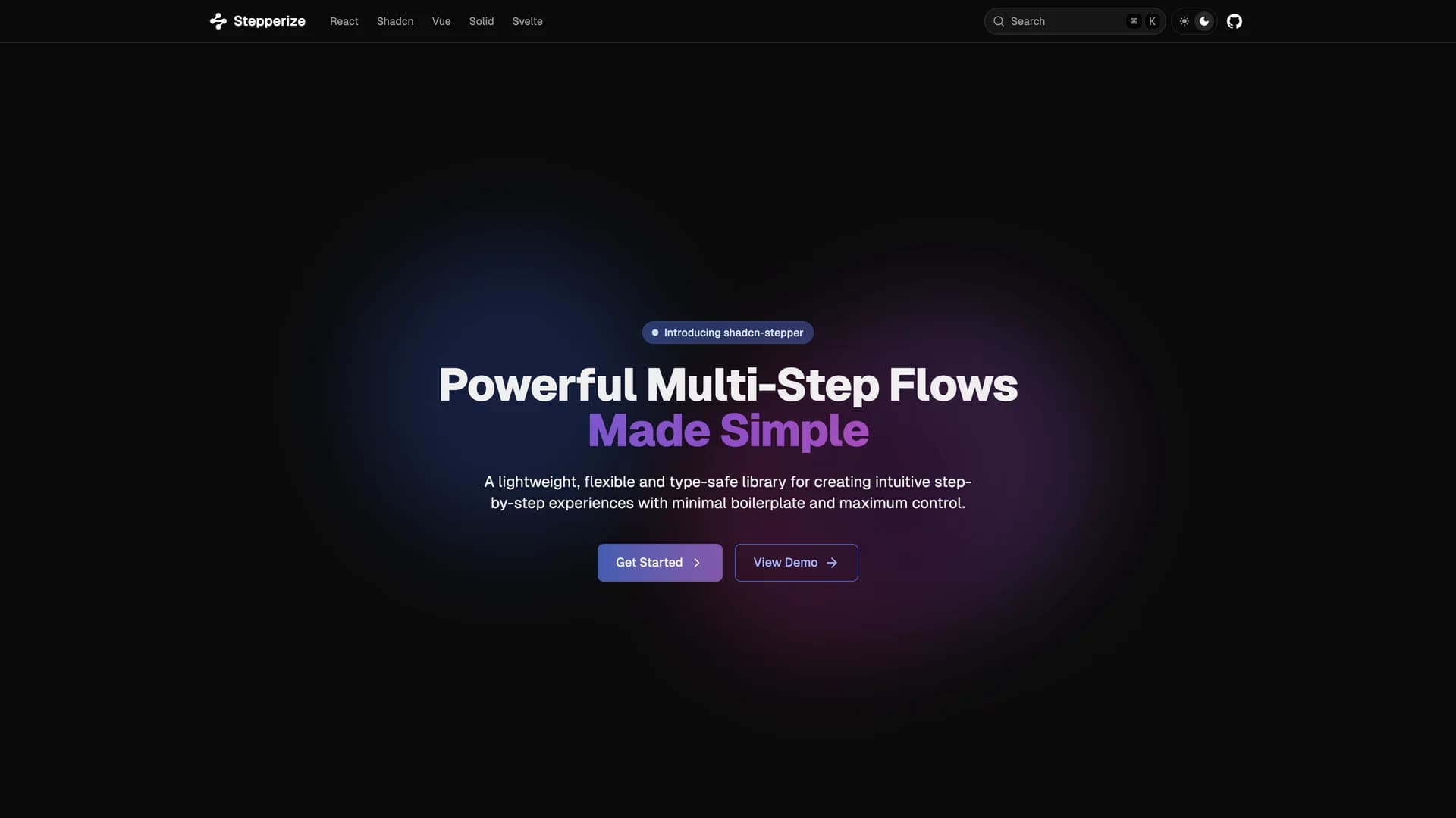 Shadcn Stepper - shadcn/ui template screenshot showing the main interface