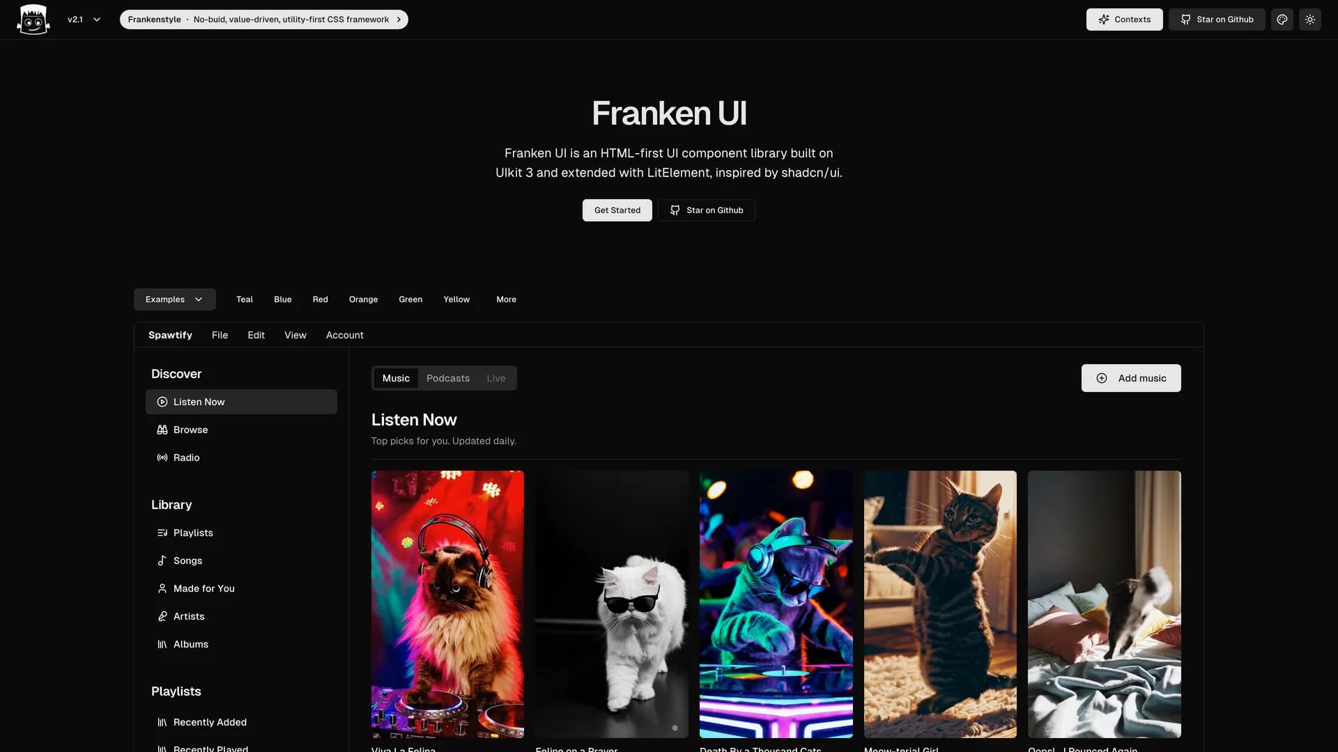 Franken UI template preview