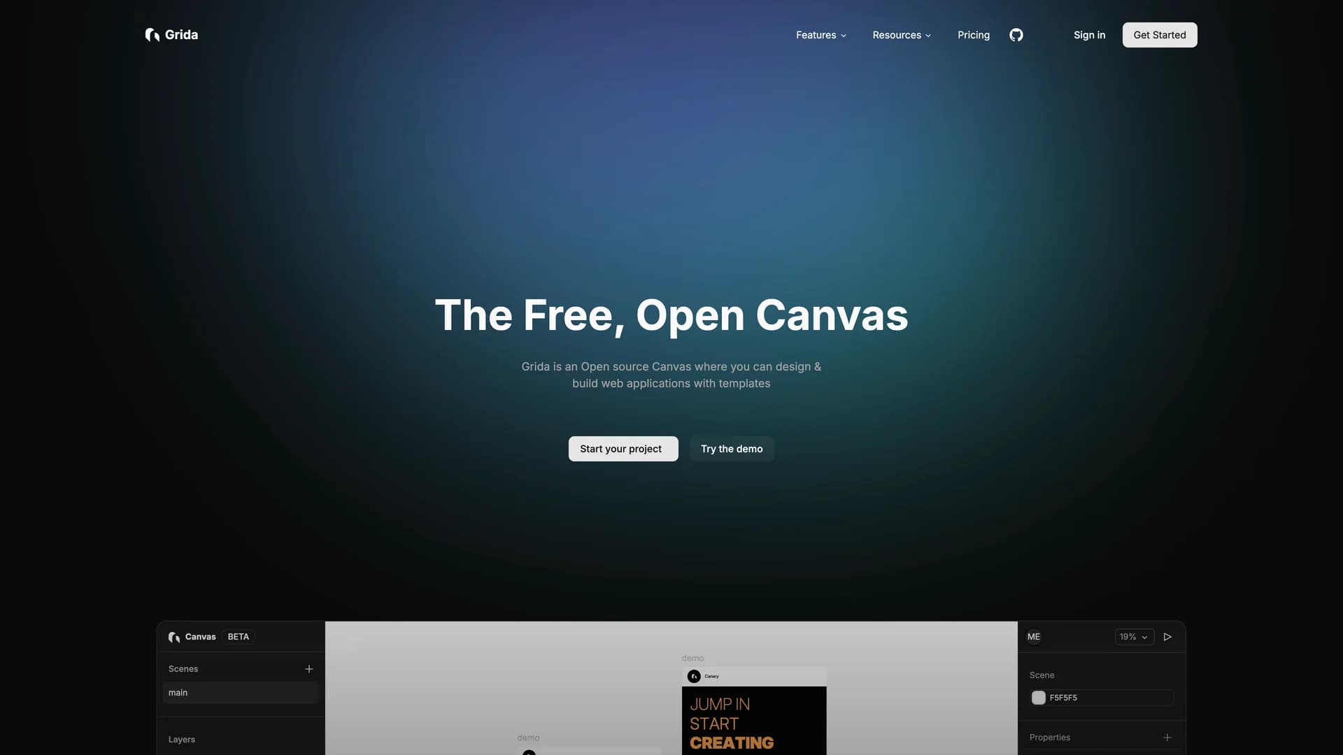 Grida template preview