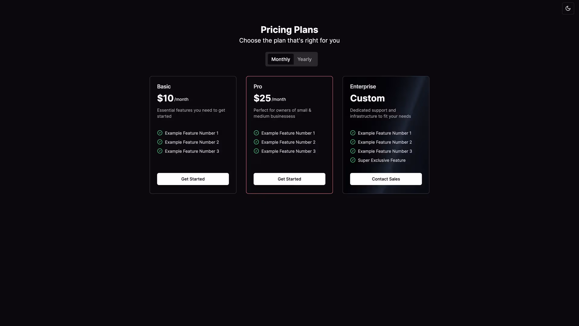 Pricing Page Shadcn - shadcn/ui template screenshot showing the main interface