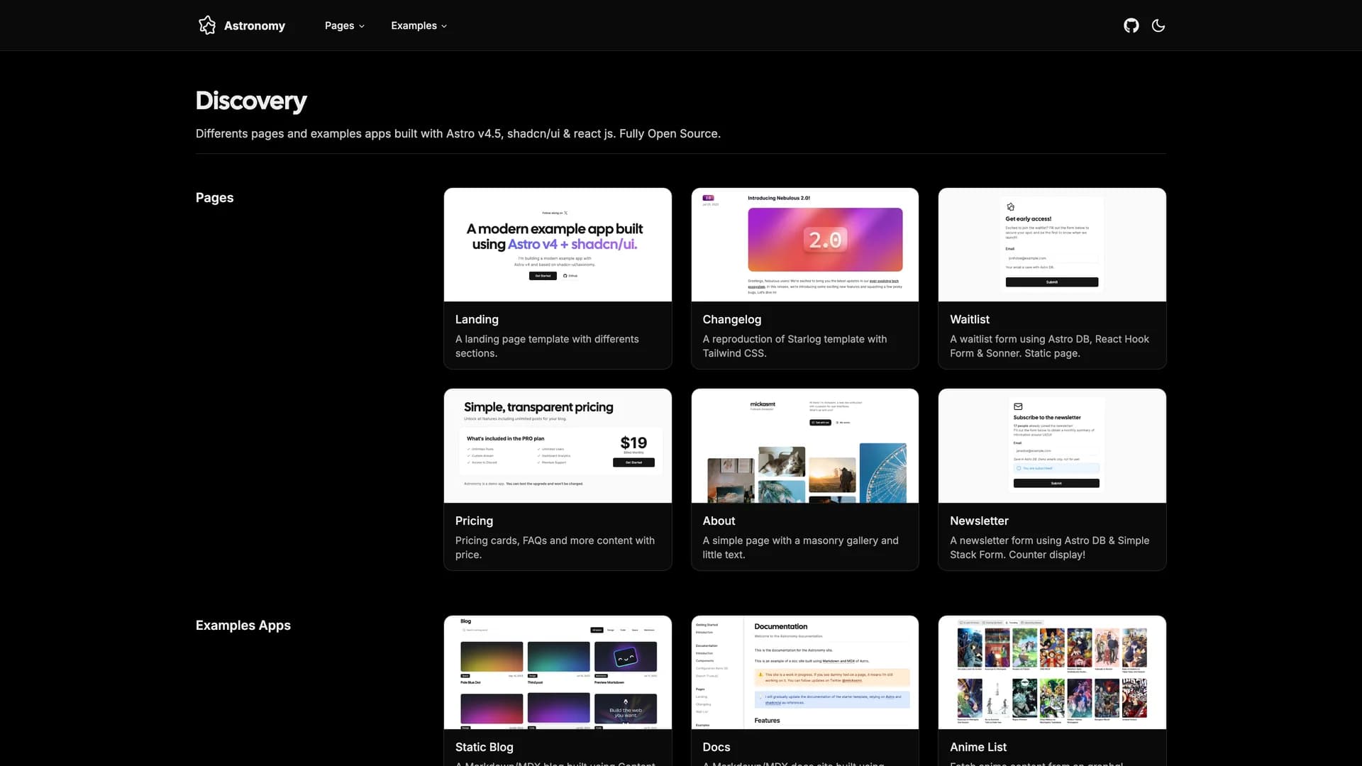 Astro Nomy template preview