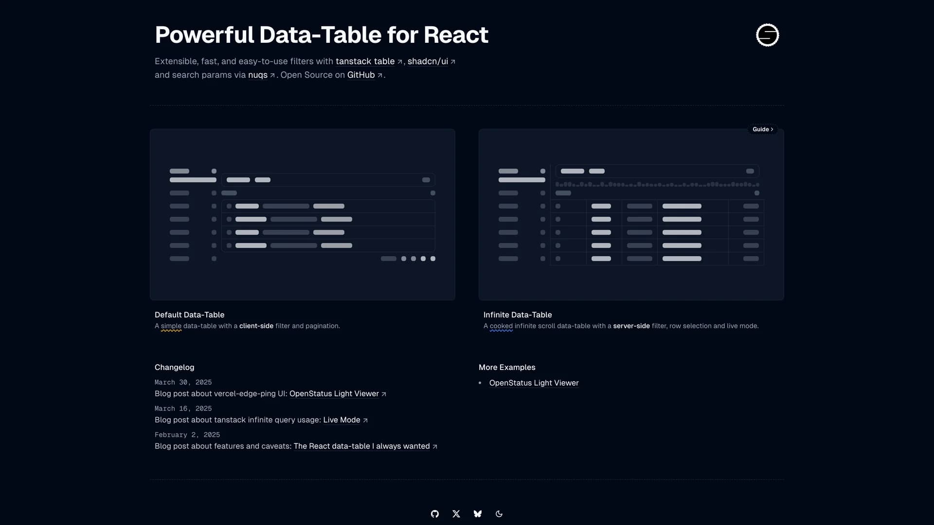 Data Table Filters - shadcn/ui template screenshot showing the main interface