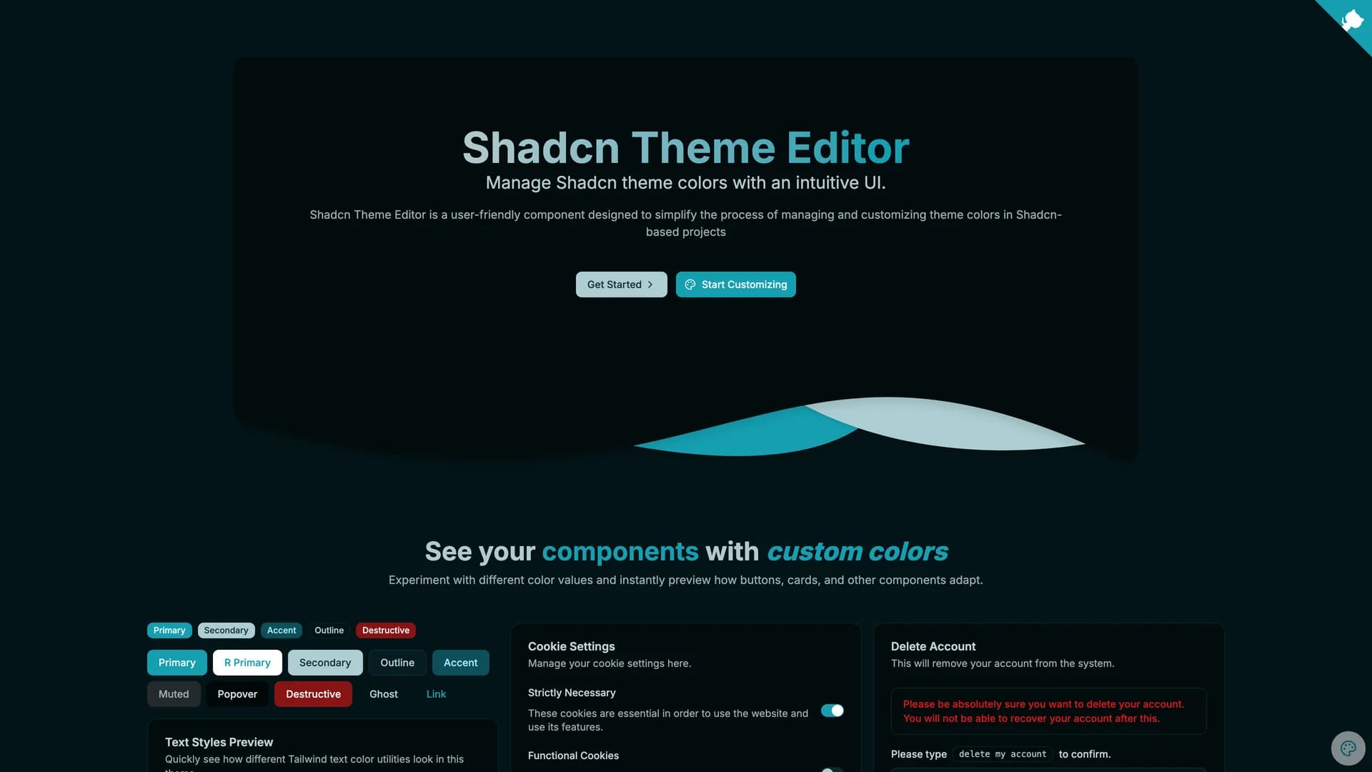 Shadcn Theme Editor template preview