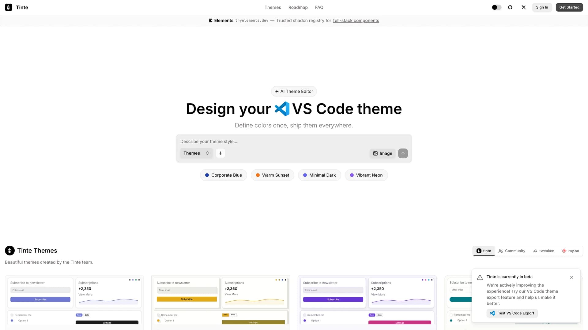 Tinte template preview