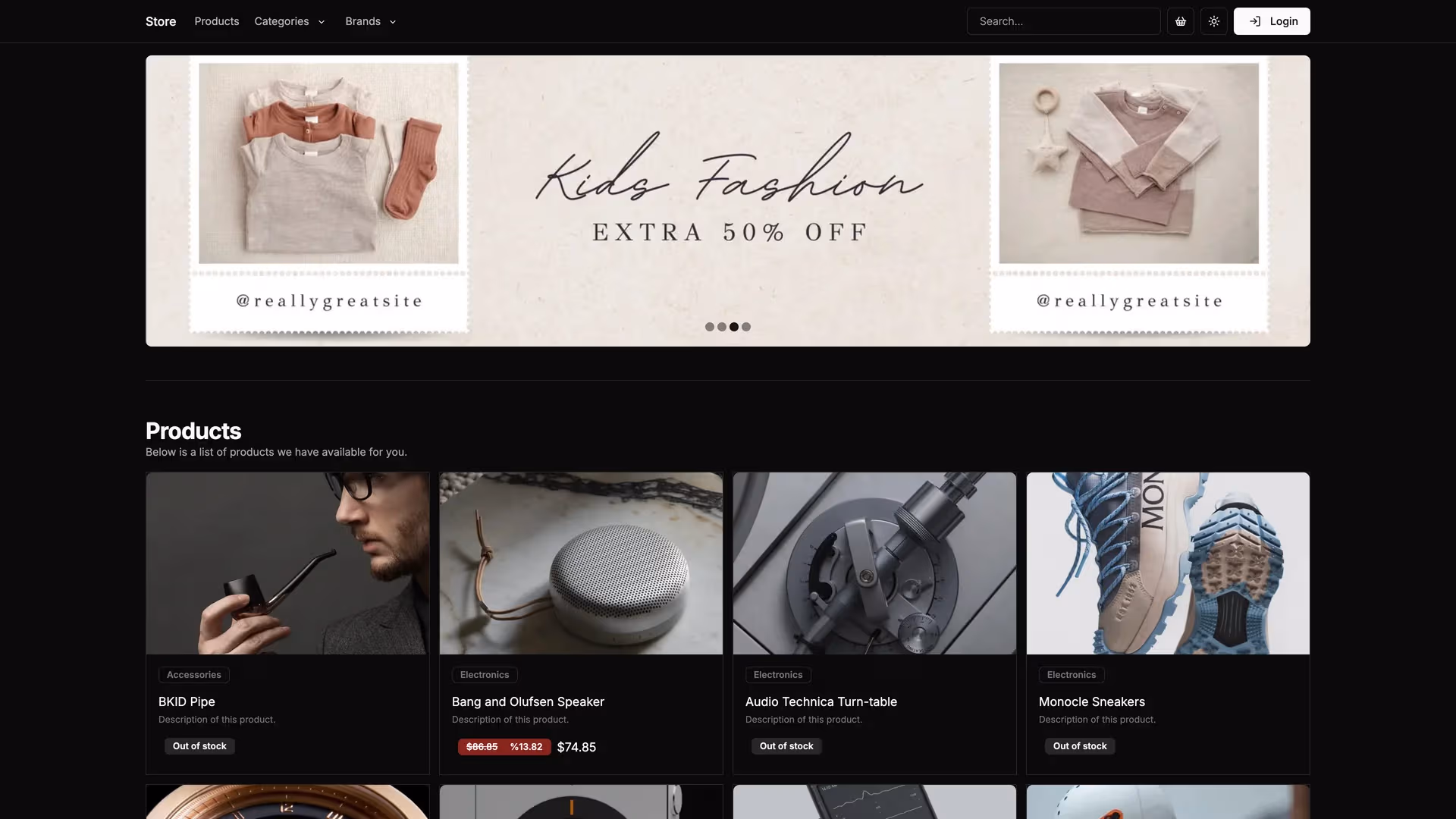 Next Prisma Tailwind Ecommerce - shadcn/ui template screenshot showing the main interface