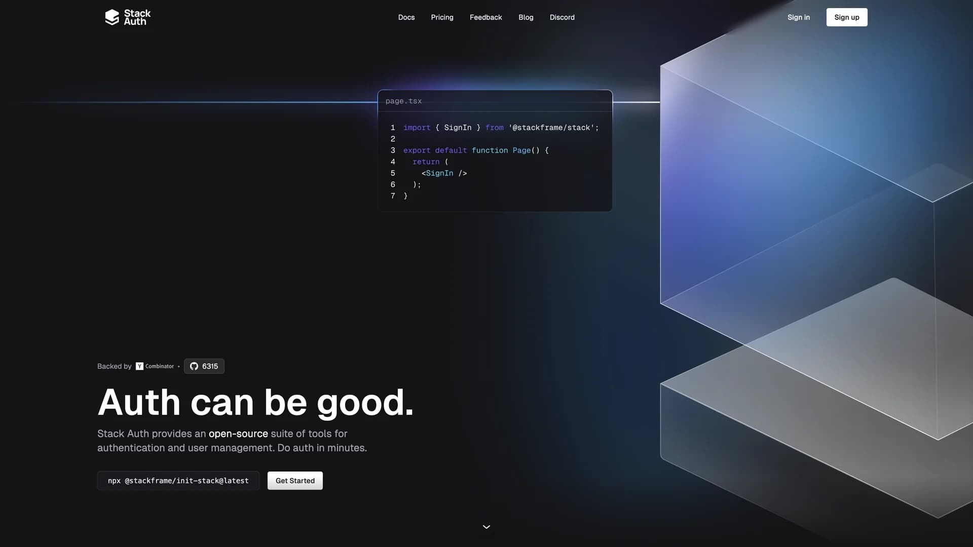 Stack Auth - shadcn/ui template screenshot showing the main interface